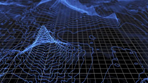 Fly over 3D glowing topographical map. Technological geographica big data Stock Footage 160760504