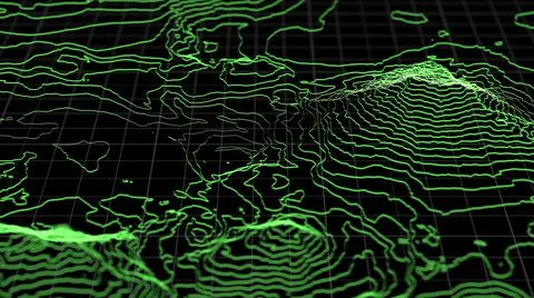 Fly over 3D glowing topographical map. Technological geographica big data Stock Illustration