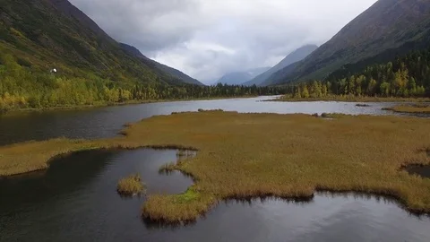 Fly over alaska lakes Stock Footage 84027763