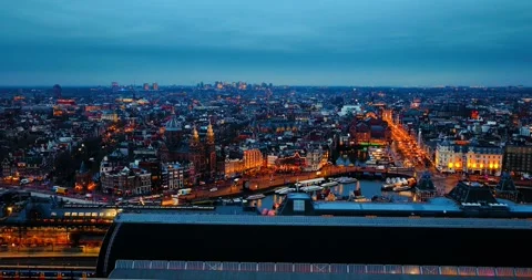 Fly over - AMS central station 4K Stock Footage 327138824