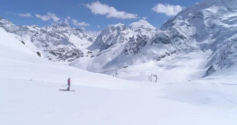 Fly over Arolla ski slopes - Aerial 4K Stock Footage 106257995