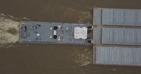 Fly over a Barge on the River 動画素材 96926810