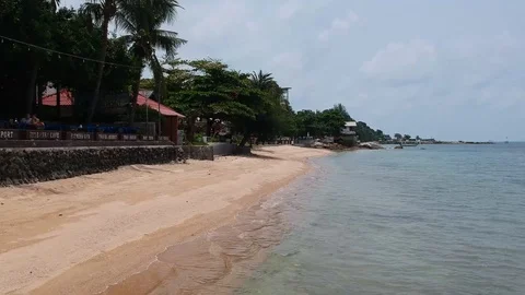 Fly over Beach coastline on Koh Phangan Island Stock-Footage 101109713