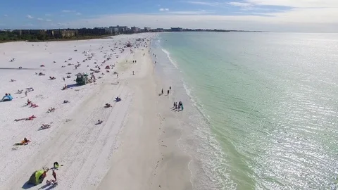 Fly over beach in Siesta Key, Florida. Stock Footage 75669972