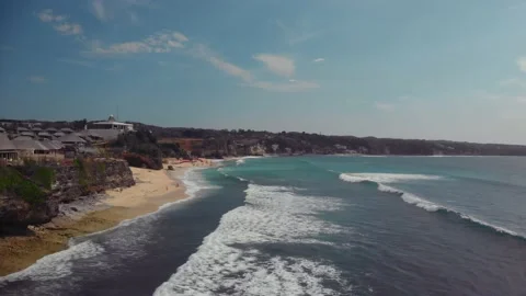 Fly over the beach with stunning ocean views Stock Footage 145805578
