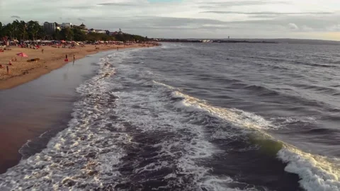 Fly over the beach with stunning ocean views Stock Footage 145805706