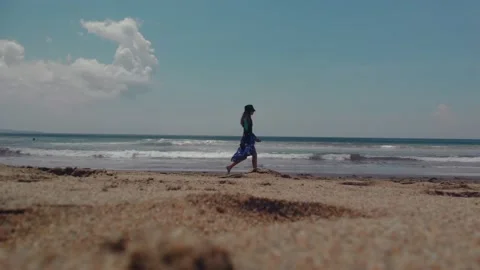 Fly over the beach with stunning ocean views Stock Footage 145805727