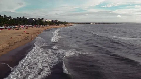 Fly over the beach with stunning ocean views Stock Footage 145806490