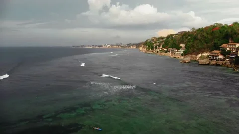 Fly over the beach with stunning ocean views Stock Footage 145806916