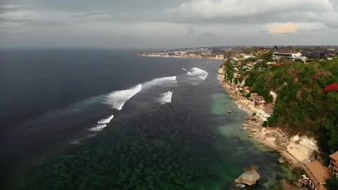 Fly over the beach with stunning ocean views Stock Footage 145806987