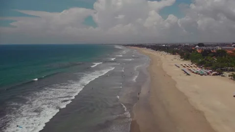 Fly over the beach with stunning ocean views Stock Footage 145807434