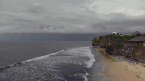 Fly over the beach with stunning ocean views Stock Footage 145807568