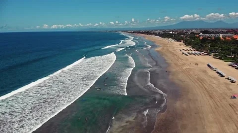 Fly over the beach with stunning ocean views Stock Footage 145807803
