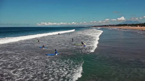 Fly over the beach with stunning ocean views Stock Footage 145807843