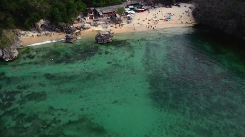 Fly over the beach with stunning ocean views Stock Footage 145807983