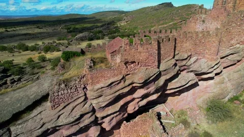 Fly over the beautiful Castillo de Zafra in Spain Stock Footage 221083371