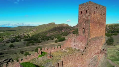 Fly over the beautiful Castillo de Zafra in Spain Stock Footage 221087407