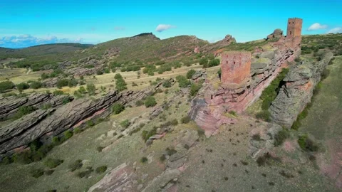 Fly over the beautiful Castillo de Zafra in Spain Stock Footage 221088550