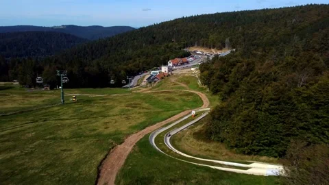 Fly Over Bobsleigh Course (drone) Stock Footage 162906642