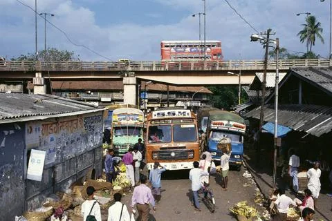 Fly Over bridge over Congested roads, Bombay Mumbai, Maharashtra, India Co... Stock Photos