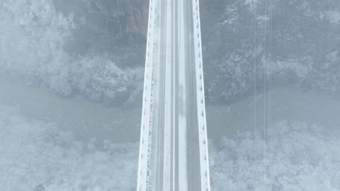 Fly over the bridge through tara canyon in Montenegro Stock Footage 256813412