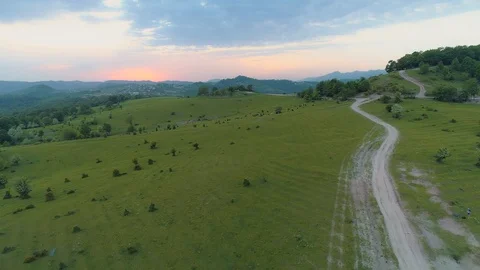 Fly over the bunch of cattle at alpine meadow Stock Footage 108741533