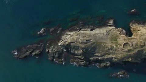 Fly over the Cap Béar in the south of France near Banyuls Stock Footage 164690331