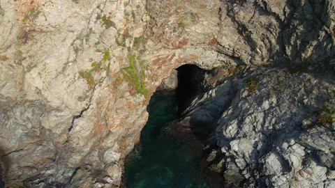 Fly over the Cap Béar in the south of France near Banyuls Stock Footage 164690793