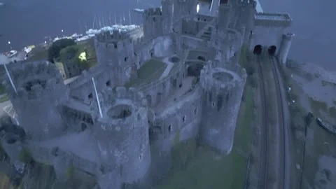Fly over Castle Wales Stock Footage 289835495