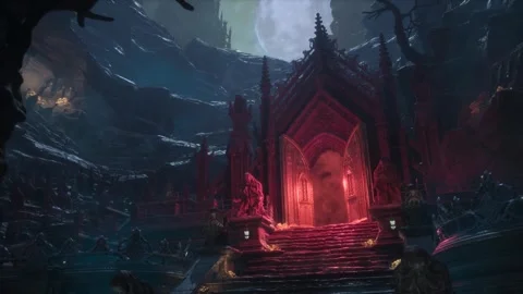 Fly over a Cemetery in the Mountains, Crypt, Scary Environment, Moon 3D Anim Vídeos de archivo 261035830