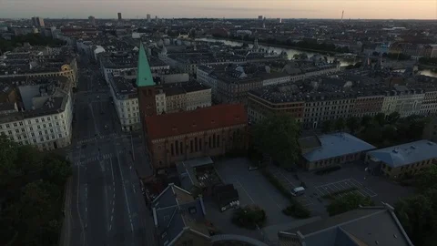 Fly Over Church - Sunset Stock Footage 112764165