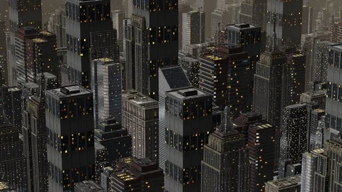 Fly over the city at night Stock Footage 107460609
