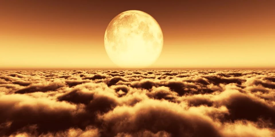 Fly over clouds moon Stock Illustration