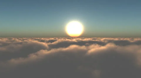 Fly over clouds with sun rising Stock Footage 35684043