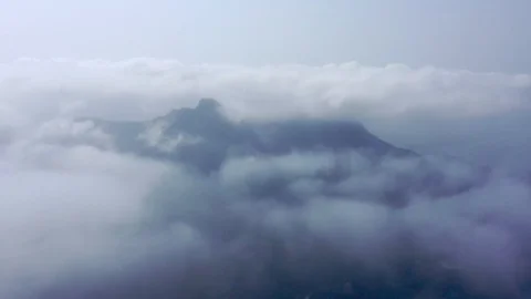 Fly over cloudscape in overcast daytime, Ma On Shan, Hong Kong Stock-Footage 126135474