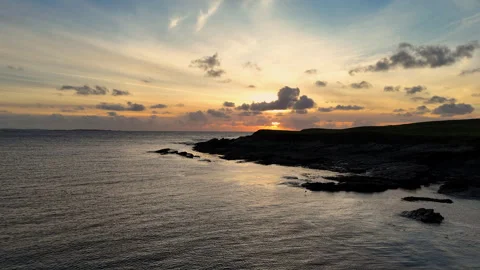 Fly over coastline at dusk Stock Footage 301087574