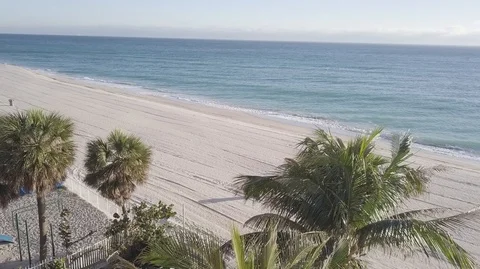 Fly Over Coconut Trees To White Sand Beach &amp; Horizon Stock Footage 104482396