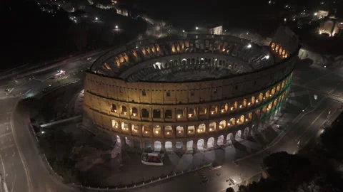 Fly over Colosseum at night Stock Footage 324018410