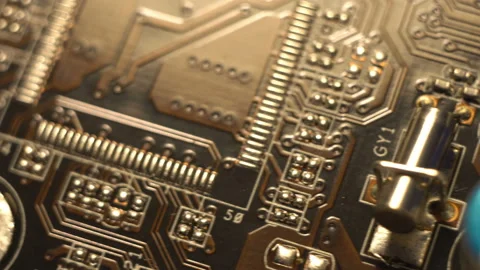 Fly over computer circuit board, electronic technology background Stock Footage 87297084