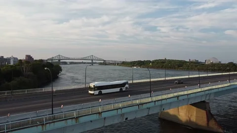 Fly over De la Concorde bridge Montreal Video stock 201445078