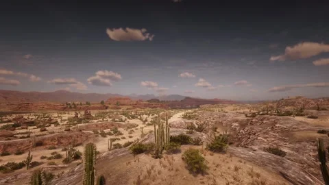 Fly over desert sunny cloud Stock Footage 266075946