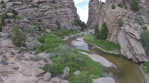 Fly over of Devil's Gate, slow move forward and fly up Stock Footage 44916916