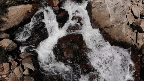 Fly Over Donner Summit Waterfall in Spring - Slow Motion Aerial Drone Stock Footage 111251877