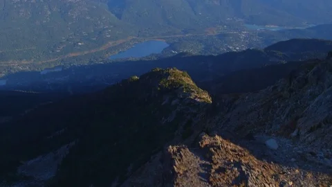 Fly Over Dramatic Mountain Ridge with Valley Below Stock Footage 82146750