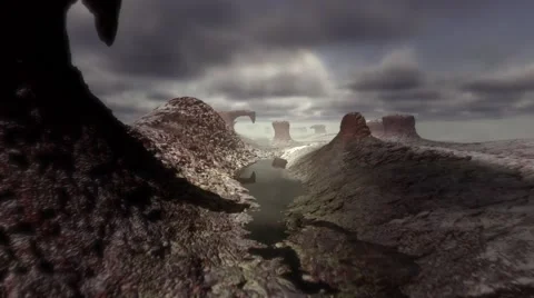 Fly over the dry river landscape (colour version 3) Stock Footage 52702653