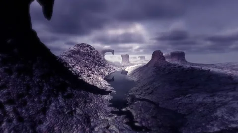 Fly over the dry river landscape (colour version 1) Stock Footage 52702663
