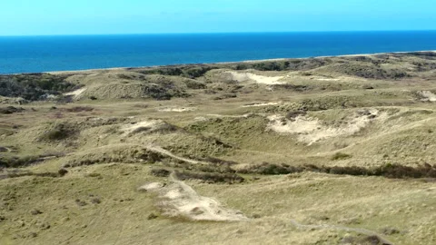 Fly over dunes coast Stock Footage 305480943