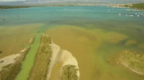 Fly over estuary on the sandy beach Stock Footage 53052855