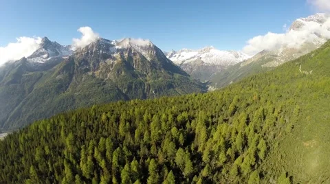 Fly over the forest - Aerial view in mountain Stock Footage 67638923