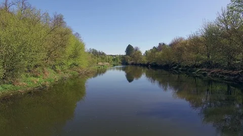 Fly over forest river Stock Footage 85703342